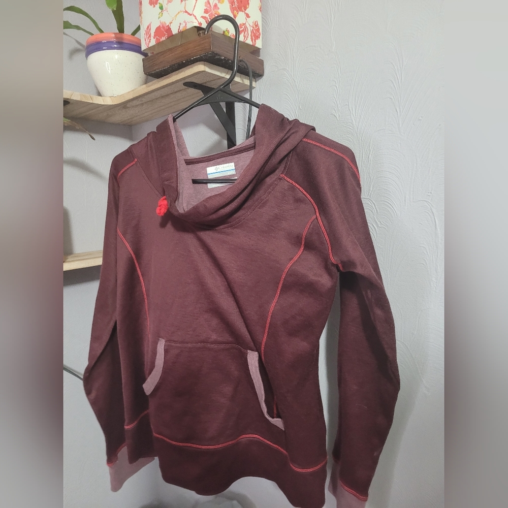 Columbia Cowl Neck Hooded Pullover Purple Omni Wick Women’s Size XL
